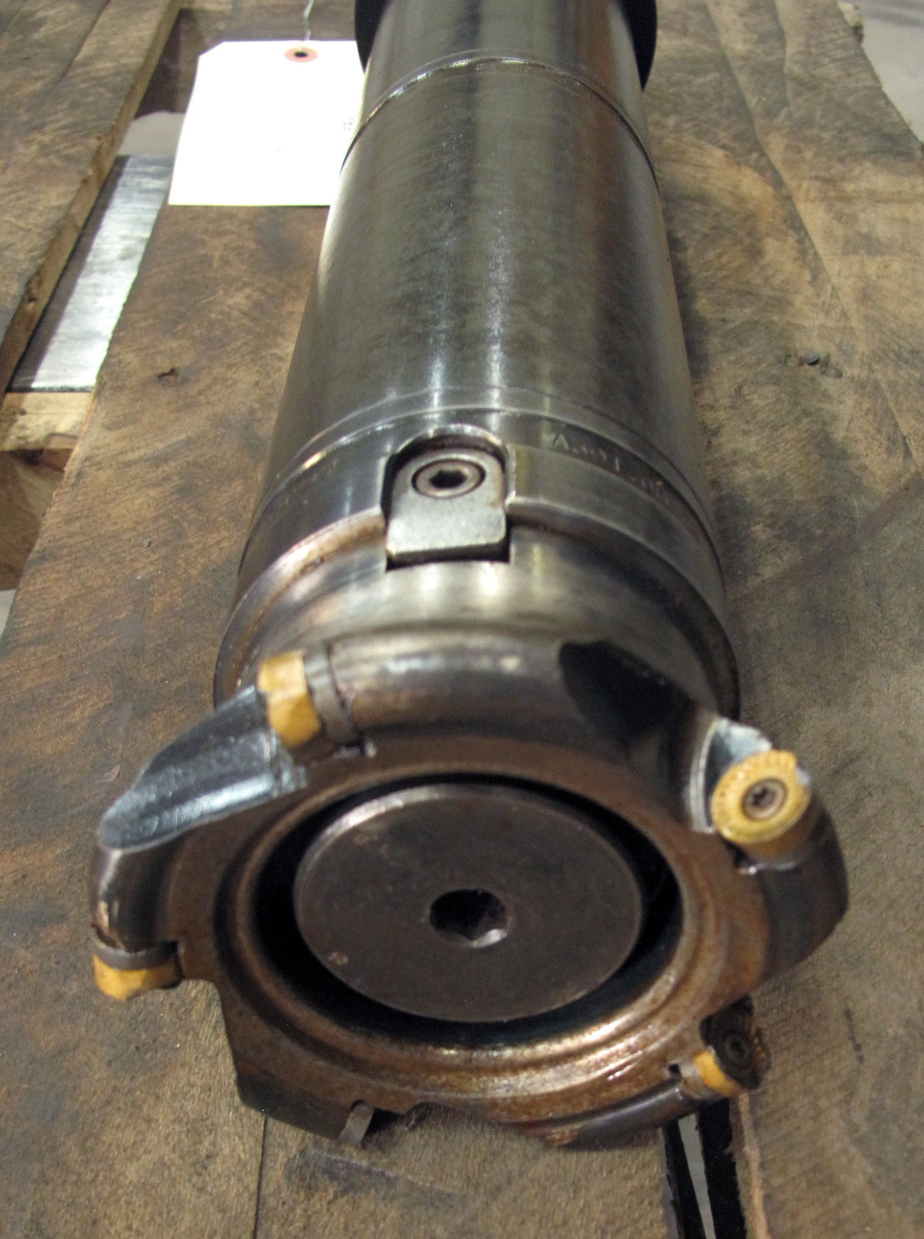 USED, 3″ X 12″ FACE MILL HOLDER WITH 4″ FACE MILL, CAT 50 ADAPTER