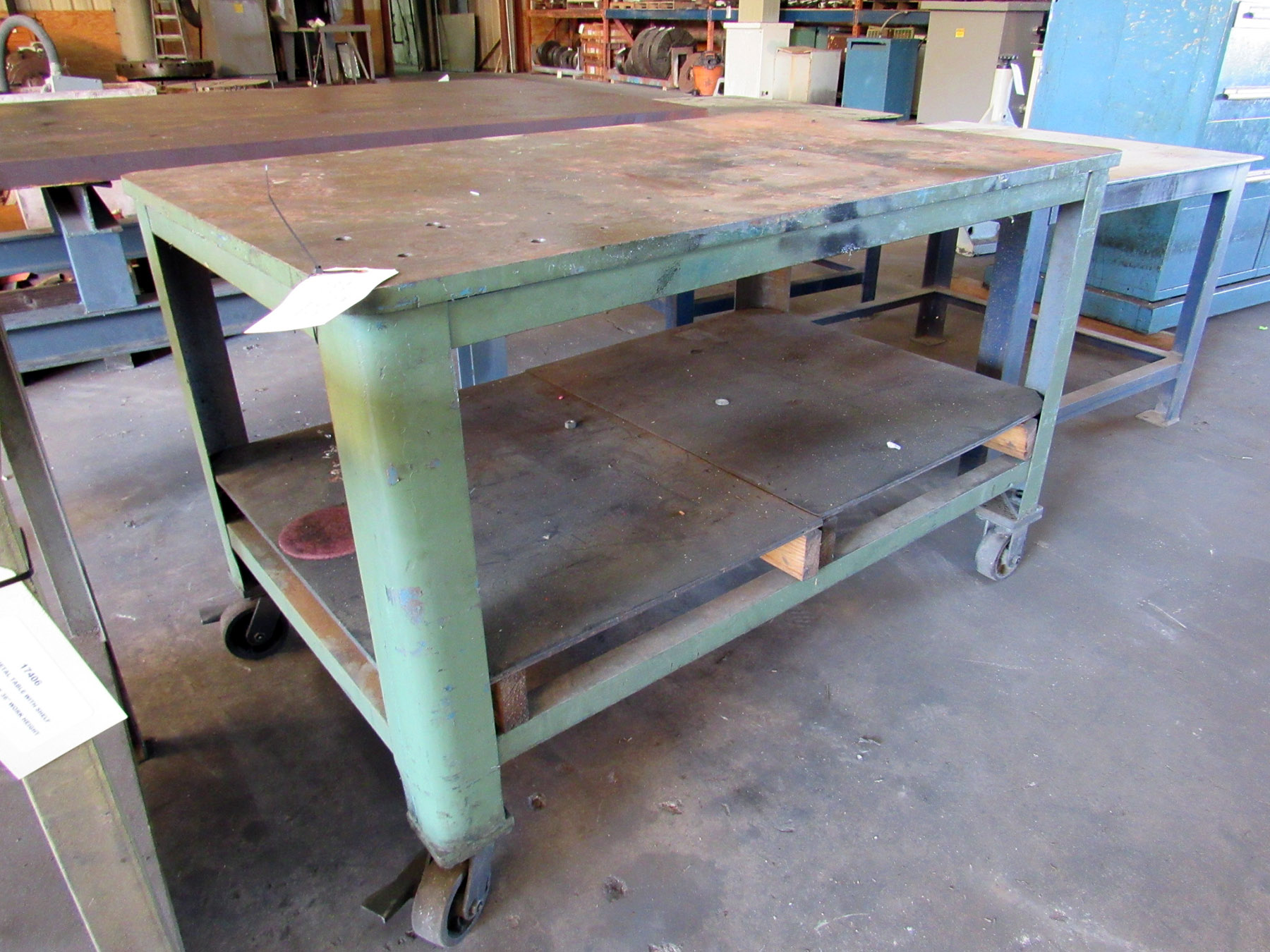 USED, HEAVY DUTY METAL TABLE ON CASTERS Harris Machine Tools
