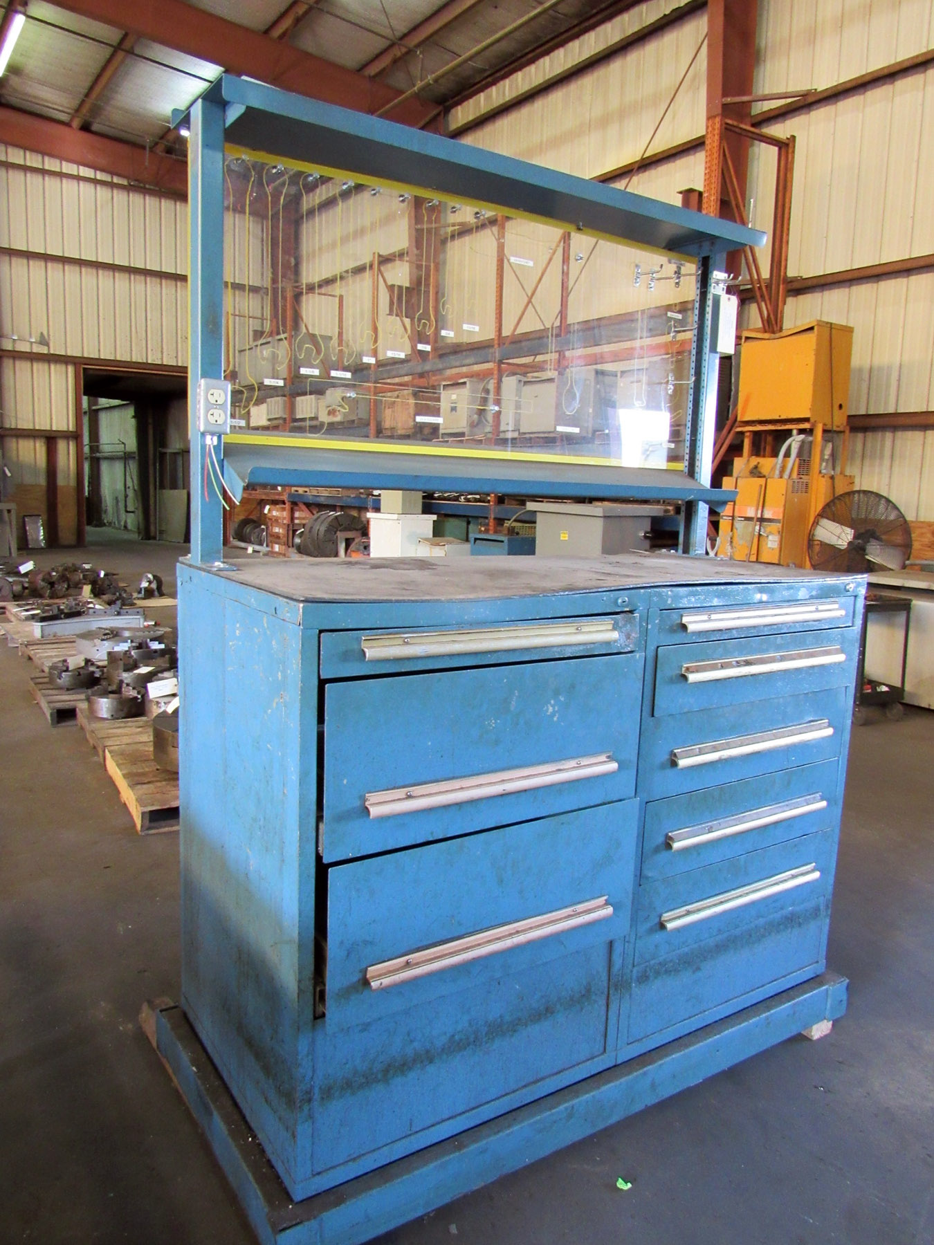 USED, EQUIPTO WORK STATION WITH 10 DRAWER TOOL BOX Harris Machine Tools