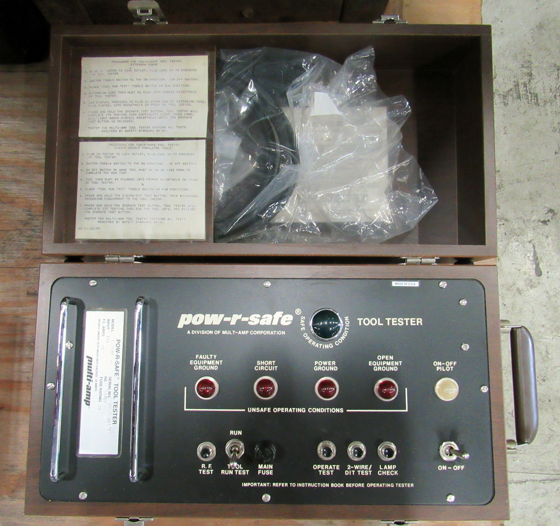 USED, AVO/MULTIAMP POWRSAFE MODEL C2500 ELECTRICAL EQUIPMENT TESTER