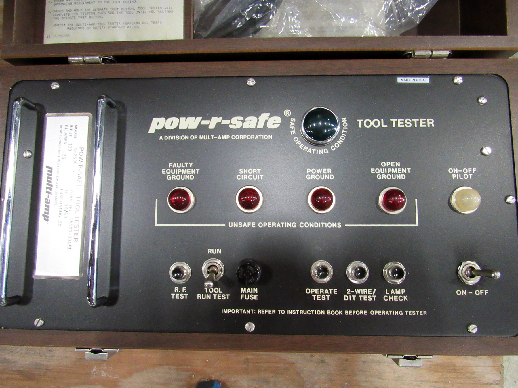USED, AVO/MULTIAMP POWRSAFE MODEL C2500 ELECTRICAL EQUIPMENT TESTER