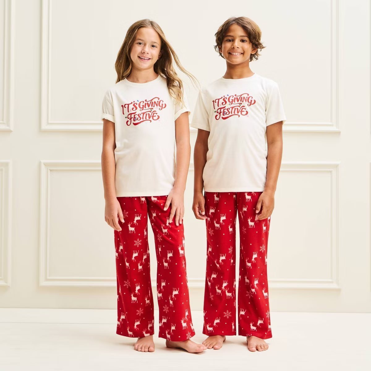 target Kids' Holiday Matching Family Pajama T-Shirt - Wondershop™ Cream XS