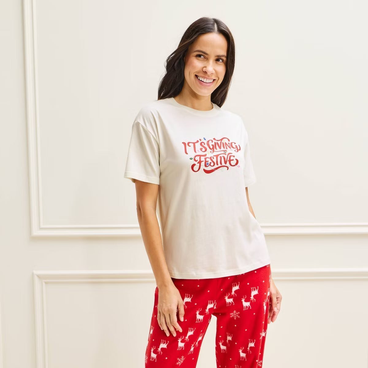 target Women's Holiday Matching Family Cotton Pajama T-Shirt - Wondershop™ Cream XS