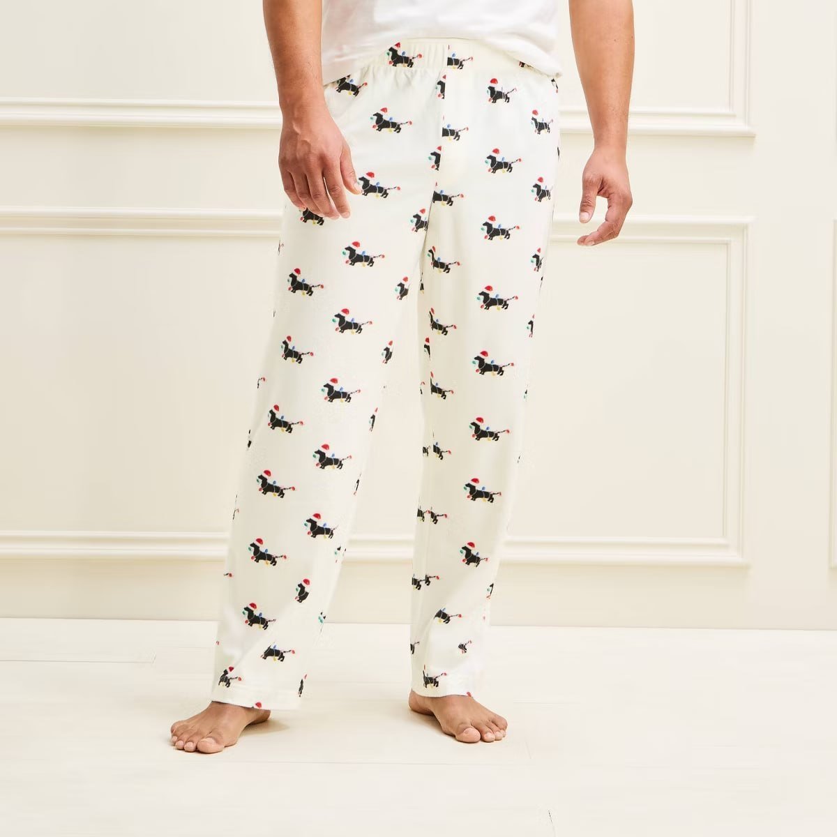 target Men's Holiday Daschund Microfleece Matching Family Pajama Pants - Wondershop™ Cream S