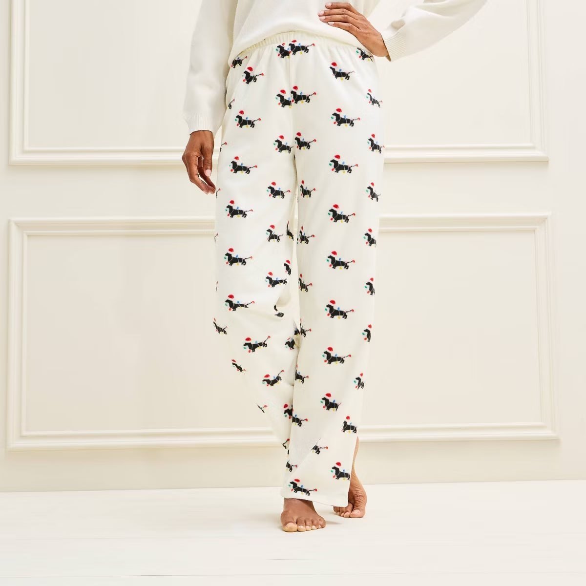 target Women's Holiday Dachshund Microfleece Matching Family Pajama Pants - Wondershop™ Cream XS