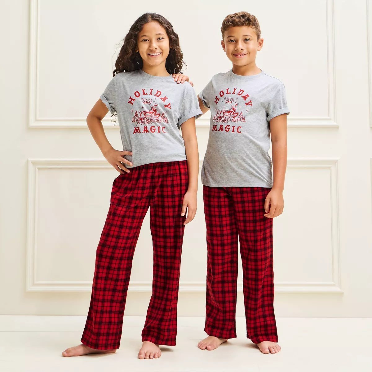 target Kids' Holiday Classic Plaid Microfleece Matching Family Pajama Pants - Wondershop™ Red/Black XS