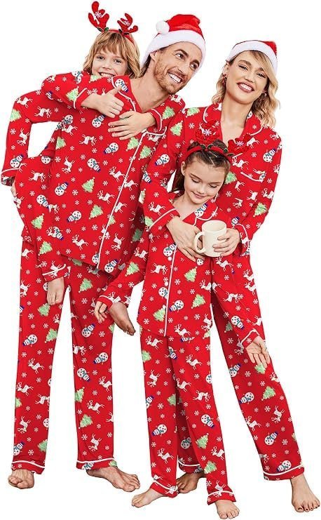 amazon Ekouaer Christmas Family Matching Pajamas Long Sleeve Button Down Pj Set