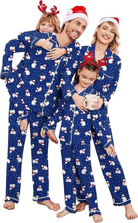 amazon Ekouaer Christmas Family Matching Pajamas Long Sleeve Button Down Pj Set