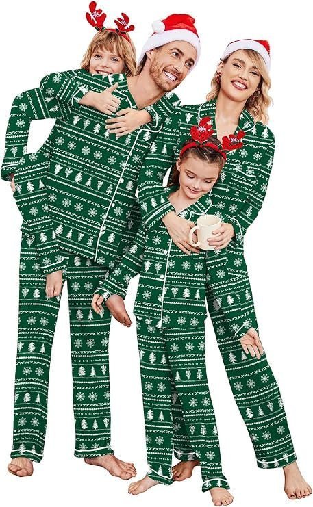 amazon Ekouaer Christmas Family Matching Pajamas Long Sleeve Button Down Pj Set