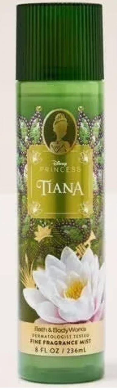 Bory Splash Tiana Coleção Princesas BBW 
Notas 
Water Lily (Lírio-d’água) — floral delicado e aquático, trazendo frescor.
Gilded Amber (Âmbar dourado) — quente, confortável e levemente adocicado.
Shimmering Bayou Woods (Madeiras do Bayou) — madeira suave e envolvente, dando profundidade e fixação.