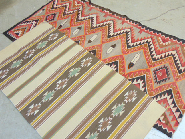 Two of 14 native rugs, incl. crystal style