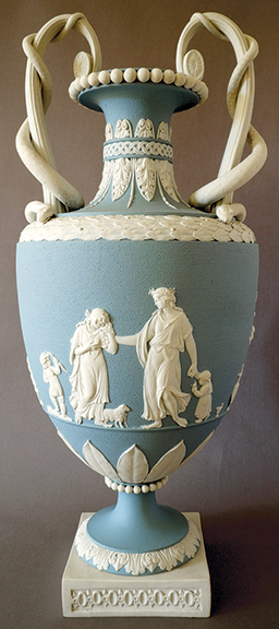 This copy of Wedgwood’s 1787 trade catalog, the last published in his lifetime, illustrates a vase similar to one Harwood “Woody” Johnson of circa 1775 had for sale. He believes the illustration depicts the vase sent to the Chinese emperor in 1792 in an attempt to open trade with China. The catalog was $5100; the vase was offered for $31,000.