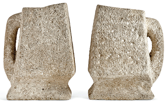 The same “distinguished private collection” that consigned a William Edmondson birdbath, consigned this pair of limestone vessels from the 1930s by Edmondson. Room bidders and phone bidders were active, bringing the hammer price to $130,000. With buyer’s premium, a phone bidder paid $162,500 (est. $7000/10,000) for the pair, each 16½