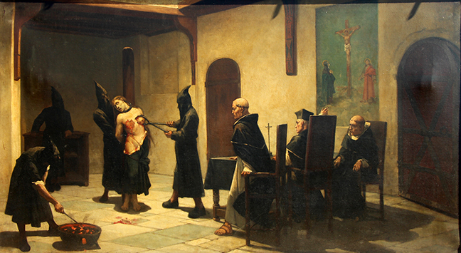 19th Century Inquisition Scene Oil on Canvas One of 19 A