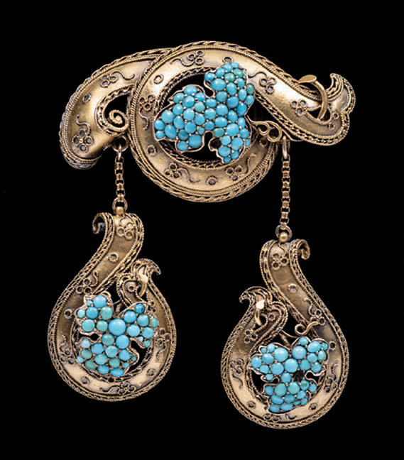 14K & Turquoise Victorian Brooch