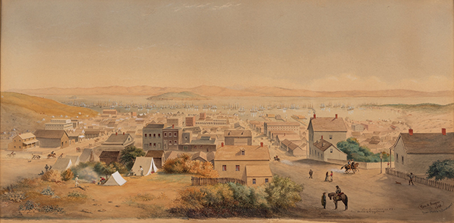 Important George Henry Burgess (British-American, 1831-1905) original watercolor view of San Francisco, dated 1869, from the Evitt Collection, Jackson, CA