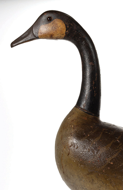 Fine Vorhees Rig Canada Goose standing decoy with cast head and excellent original surface, from a VA private collection