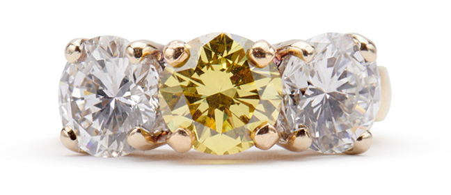 Gold, Fancy Intense Yellow 1.54 cts. Diamond, and Diamond Ring,  $10,000–15,000.  