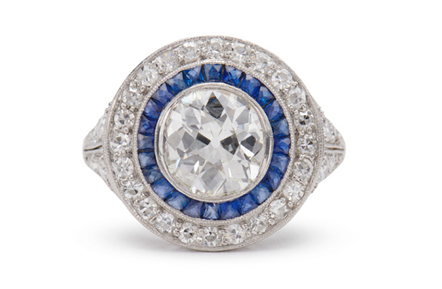 Platinum, Diamond, and Sapphire Ring,  $10,000–15,000. 