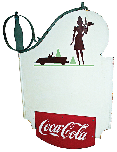 Coke sign - Large with waitress, car in background