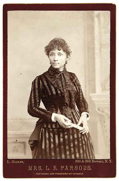 A cabinet-card portrait of Lucy Parsons (1851-1942), labor organizer, orator, author, and one of the founders of the Industrial Workers of the World, sold for $2250 (est. $800/1200). The 5½
