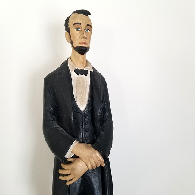 A rare carving of Abe Lincoln, attributed to Illinois carver, Franklin Pierce Richards (1852-1929). Several of his works are in the permanent collection of the Illinois State Museum collection. This one was purchased from an Illinois family, where it has been for many years. 19