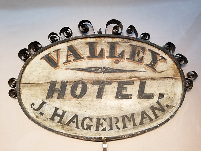 This double-sided Valley Hotel sign is in good original condition.