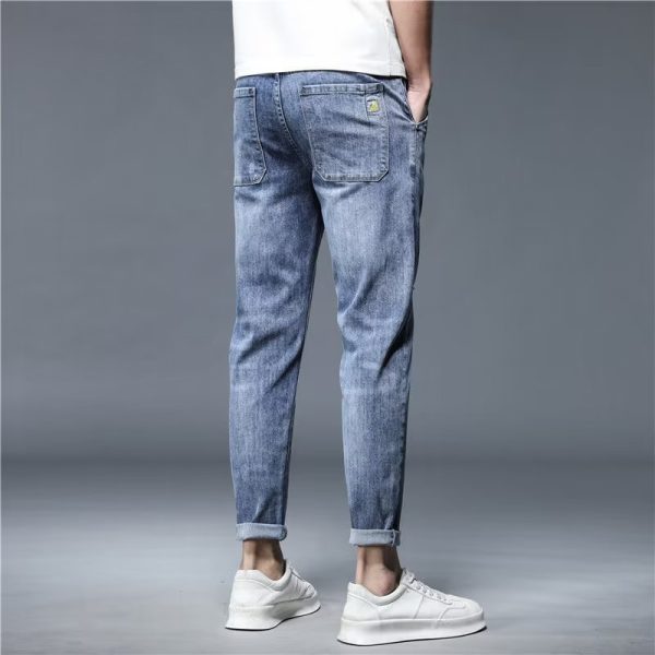 Loose Straight Ripped Stretch Pants Men's Casual Cropped Skinny Trousers - Image 4