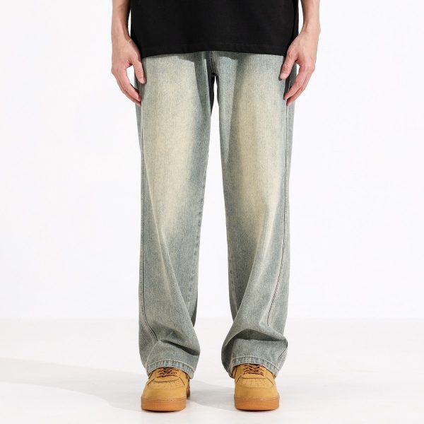 Yellow Mud Dyed Straight Jeans For Men - Image 2