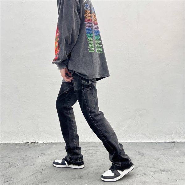 Men's High Street Retro Vintage Vibe Style Micro Horn Jeans - Image 4