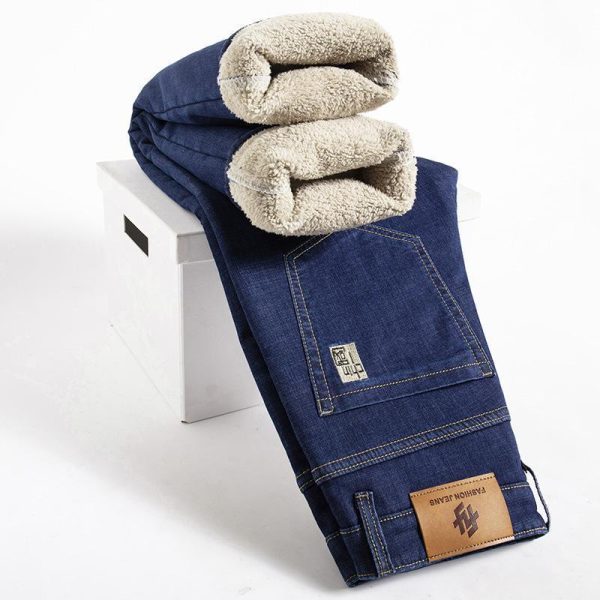 Fleece-lined Thickened Men's Loose Straight Trousers New - Image 5