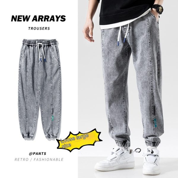 Men's Fashion Plus Size Ankle-tied Jeans - Image 8