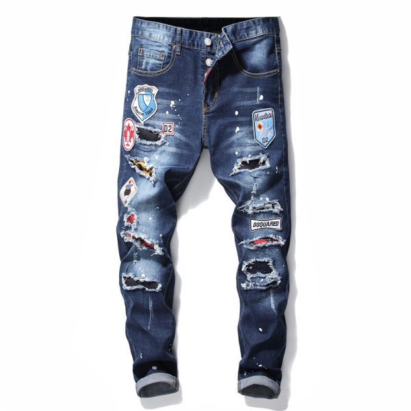 men jeans famous D2 Men slim jeans pants mens denim trousers zipper blue hole Pencil Pants - Image 7