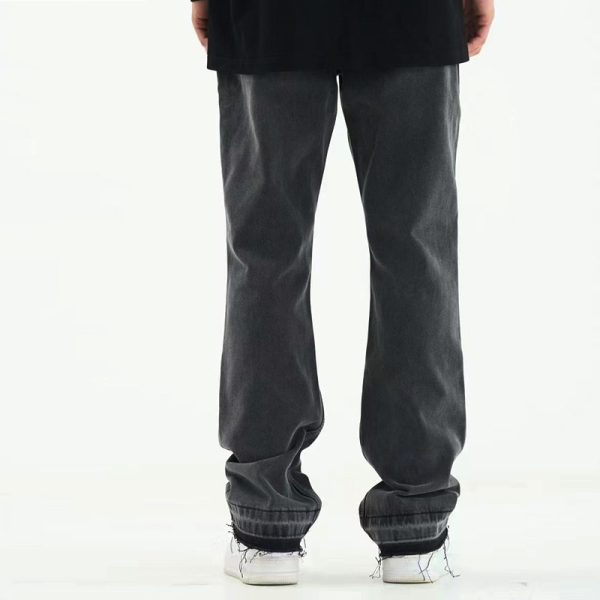 Micro Flared Foot Fringe Worn Jeans Men's Ins - Image 5