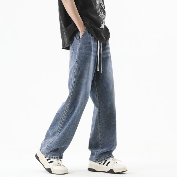 Men's Loose Straight Elastic Waist Wide Leg Casual Trousers - Image 6