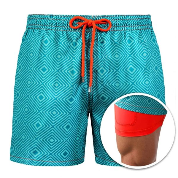 Mens Sports Print Double Layer Polyester Shorts - Image 3