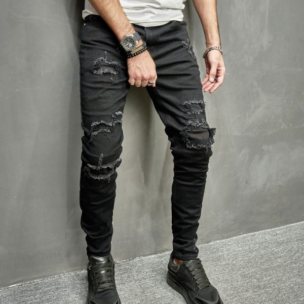 2023 Men's Stretch Skinny Jeans Casual Light Color - Image 4