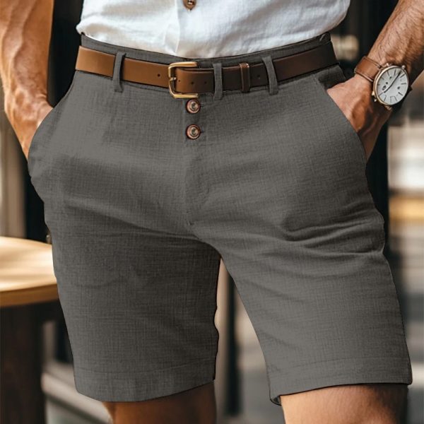 Men's Linen Summer Solid Color Buttons Casual Daily - Image 7