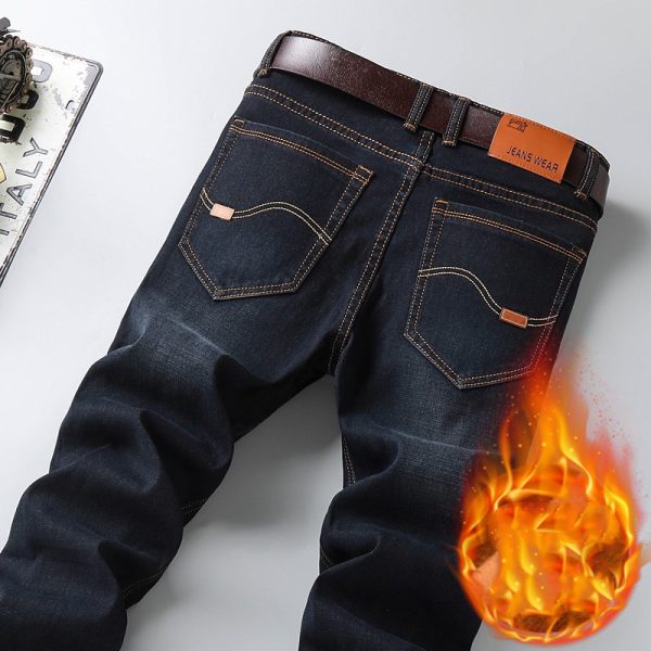New Men's Jeans Autumn And Winter Loose Straight Tube Plush - Image 3