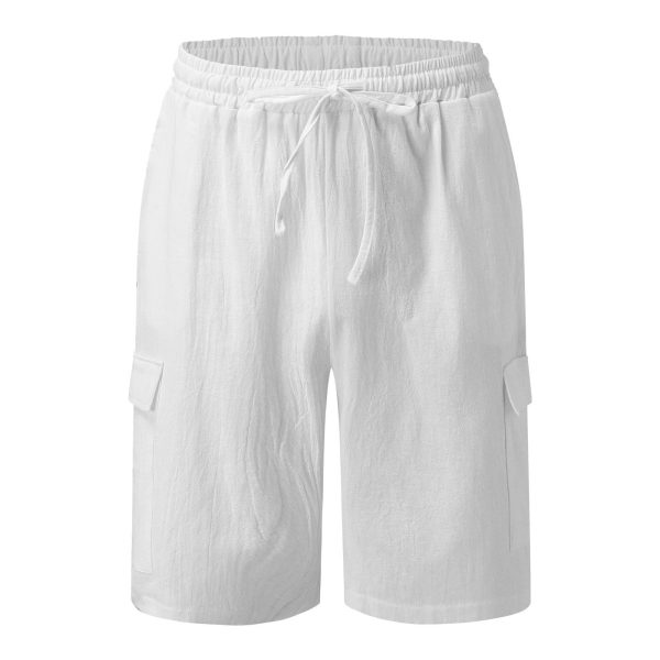 Men's Casual Vacation Beach Hawaiian Cotton Linen Multi-pocket Workwear Shorts - Image 2