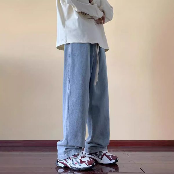 Men's Loose Straight Washed Jeans - Image 3