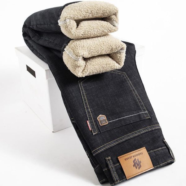 Fleece-lined Thickened Men's Loose Straight Trousers New - Image 4