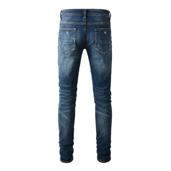 Men's Retro Slim Fitting Small Leg Jeans With Wrinkles That Look Slimmer - Image 2