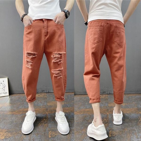 New Men's Big Ripped Jeans With Small Feet - Image 3