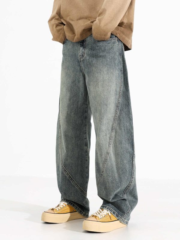 Men's Loose Wide-leg Retro Distressed Loose Jeans - Image 4