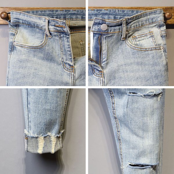 Light Blue Retro Slim Jeans - Image 5
