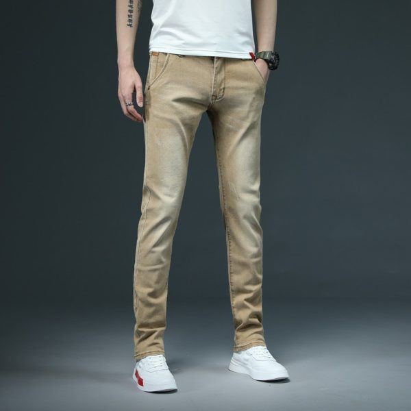 Men's Denim Trousers Solid Color Slim Casual Retro - Image 7