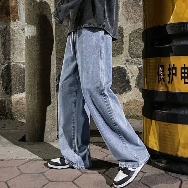 Men's Retro Washed Straight Loose Casual Jeans - Image 4