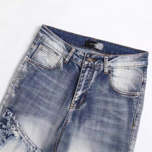 Men's Hole Patch Blue Small Feet Jeans - Image 4