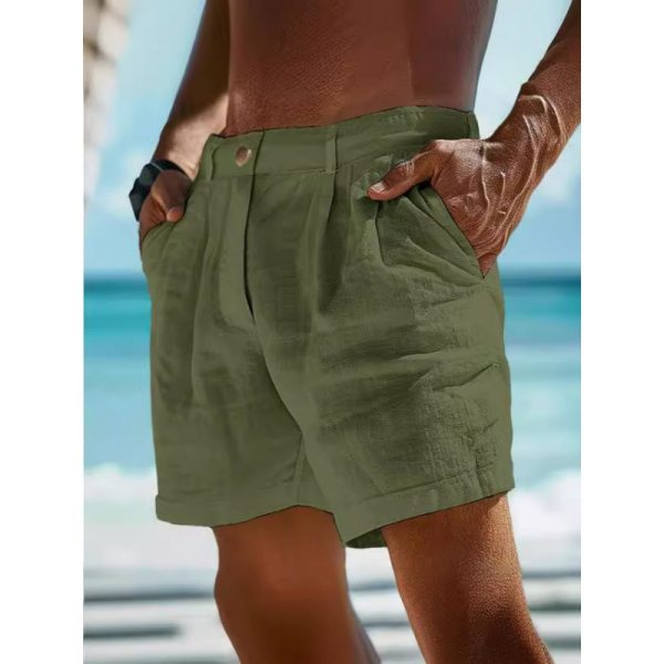 Men's Linen Shorts Button Pocket - Image 4